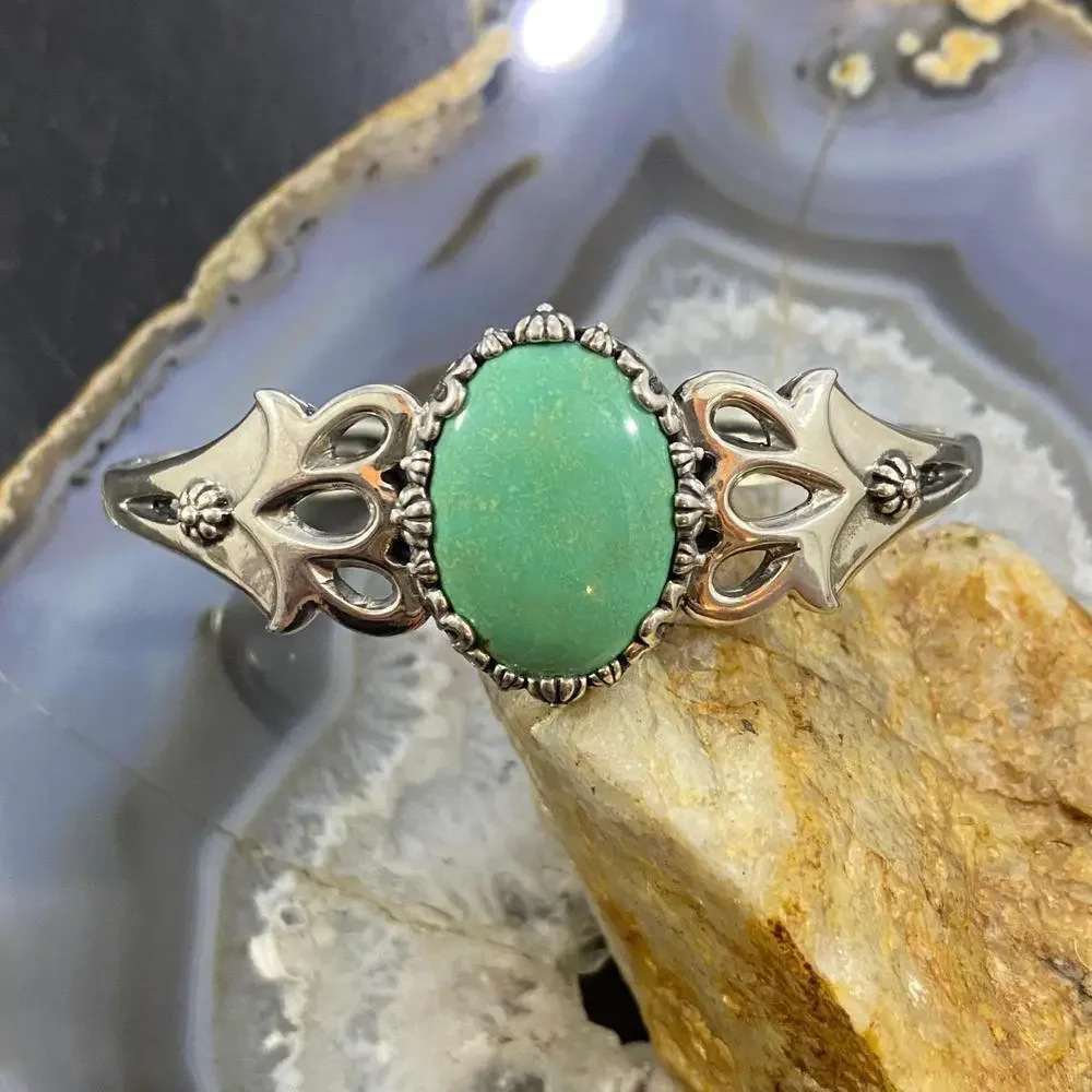 Carolyn Pollack Sterling Silver Oval Turquoise Decorated Bracelet For Women